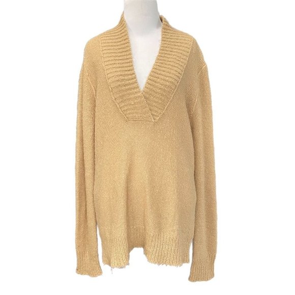 J.Crew Womens Pullover Sweater Brown Long Sleeve Shawl Collar Oversize Knit L - Picture 1 of 7